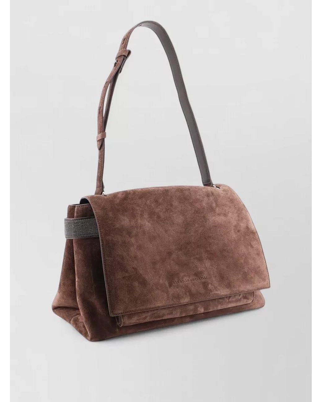 Brunello Cucinelli Brown Monili Suede Clutch Bag