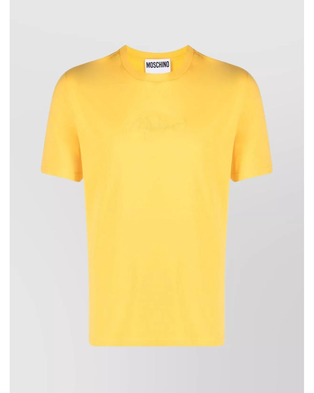 Moschino Yellow Logo Embroidered Short Sleeve T-Shirt for men
