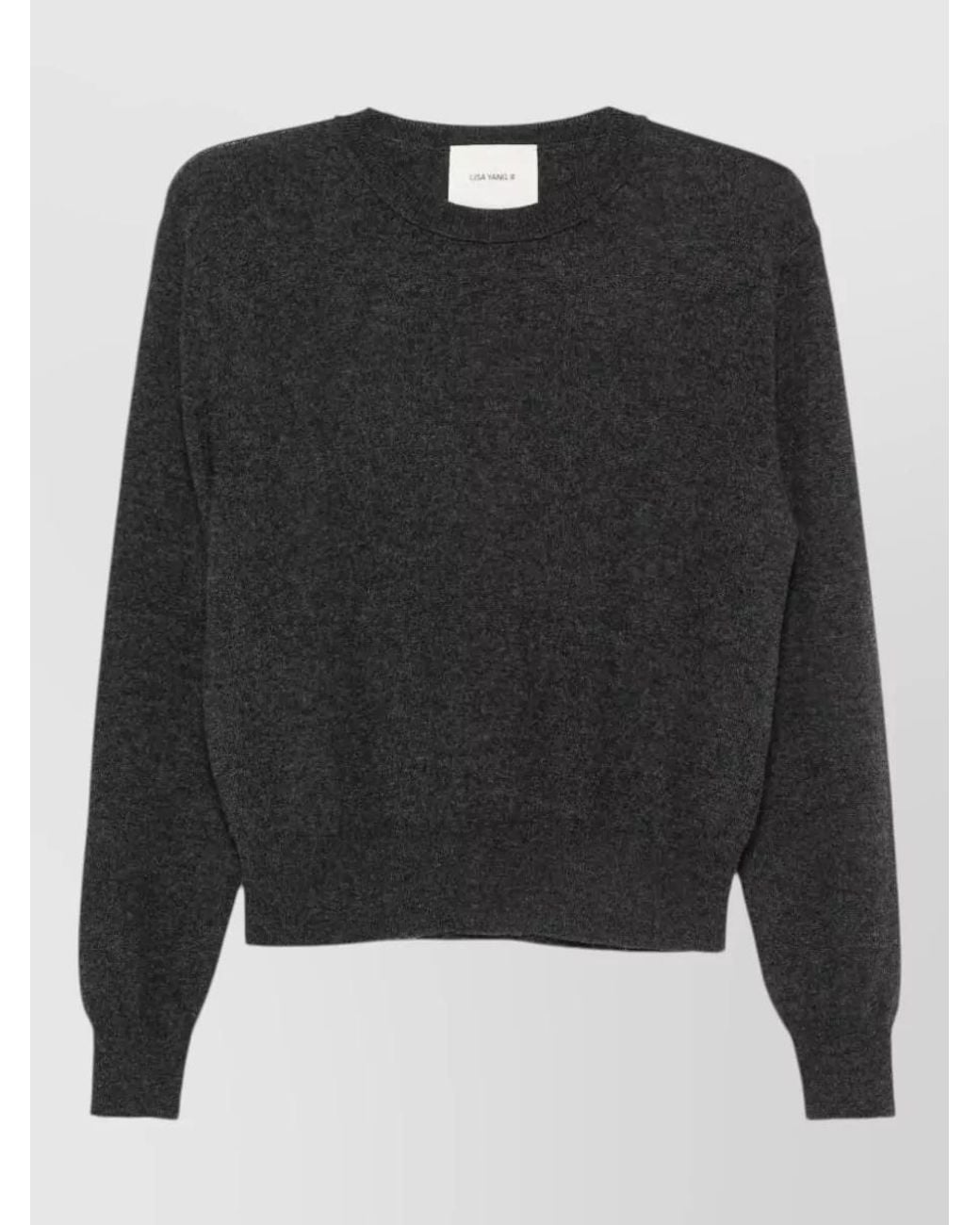 Lisa Yang Black Ribbed Cashmere Crew-Neck Sweater