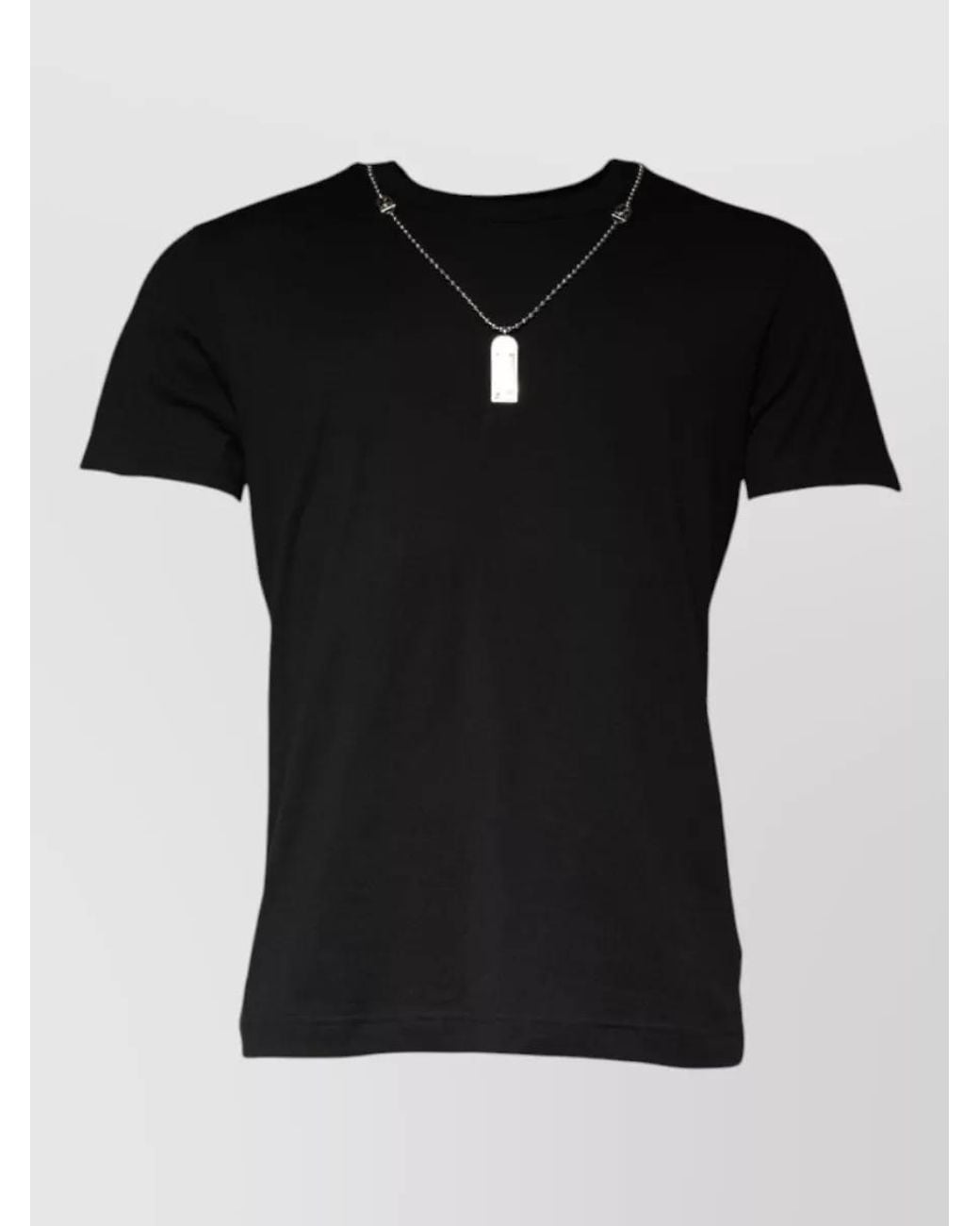 Dolce & Gabbana Black Necklace-Embellished Cotton T-Shirt for men