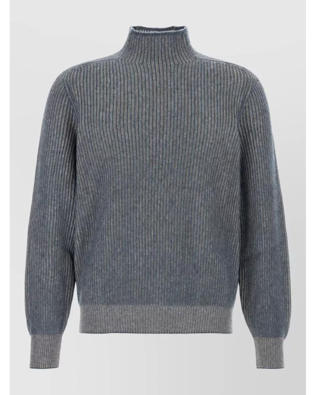 Brunello Cucinelli Gray Two-Tone Cashmere Sweater for men