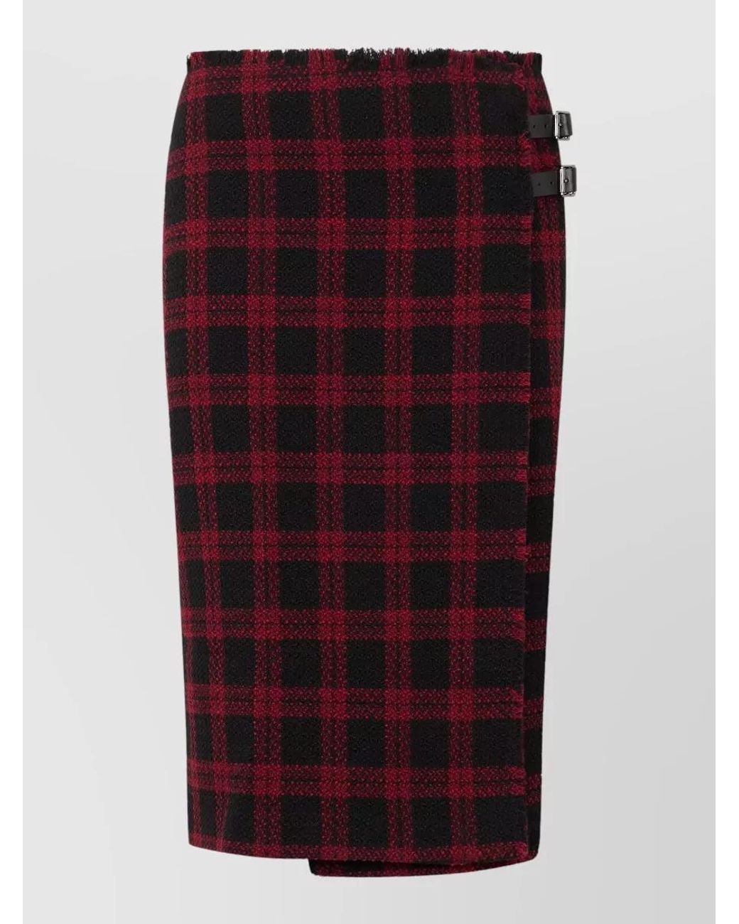 Pinko Red Checked Midi Pencil Skirt