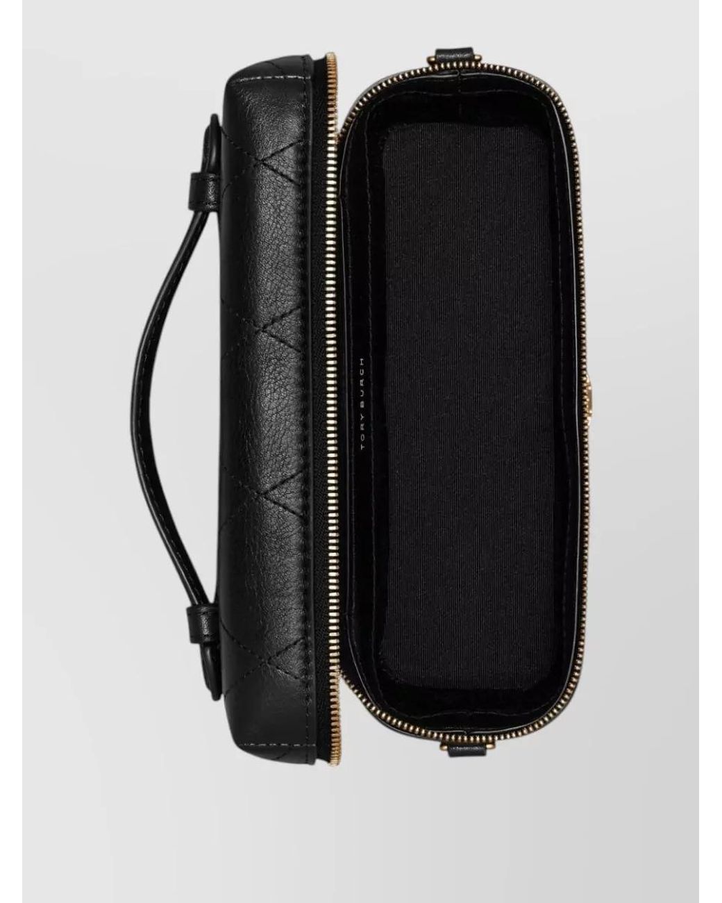 Tory Burch Black Camera Mini Leather Quilted Vanity Case