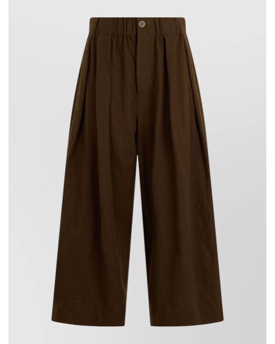 Uma Wang Brown Virgin Wool High-Rise Pleated Wide-Leg Trousers