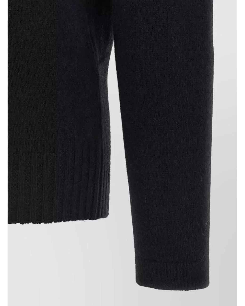Alberta Ferretti Black Cashmere Ribbed Crew-Neck Long-Sleeve Bow Sweater