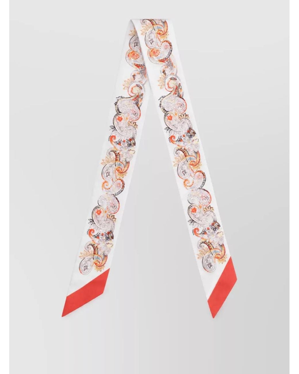 Etro White Silk Paisley Floral-Print Scarf