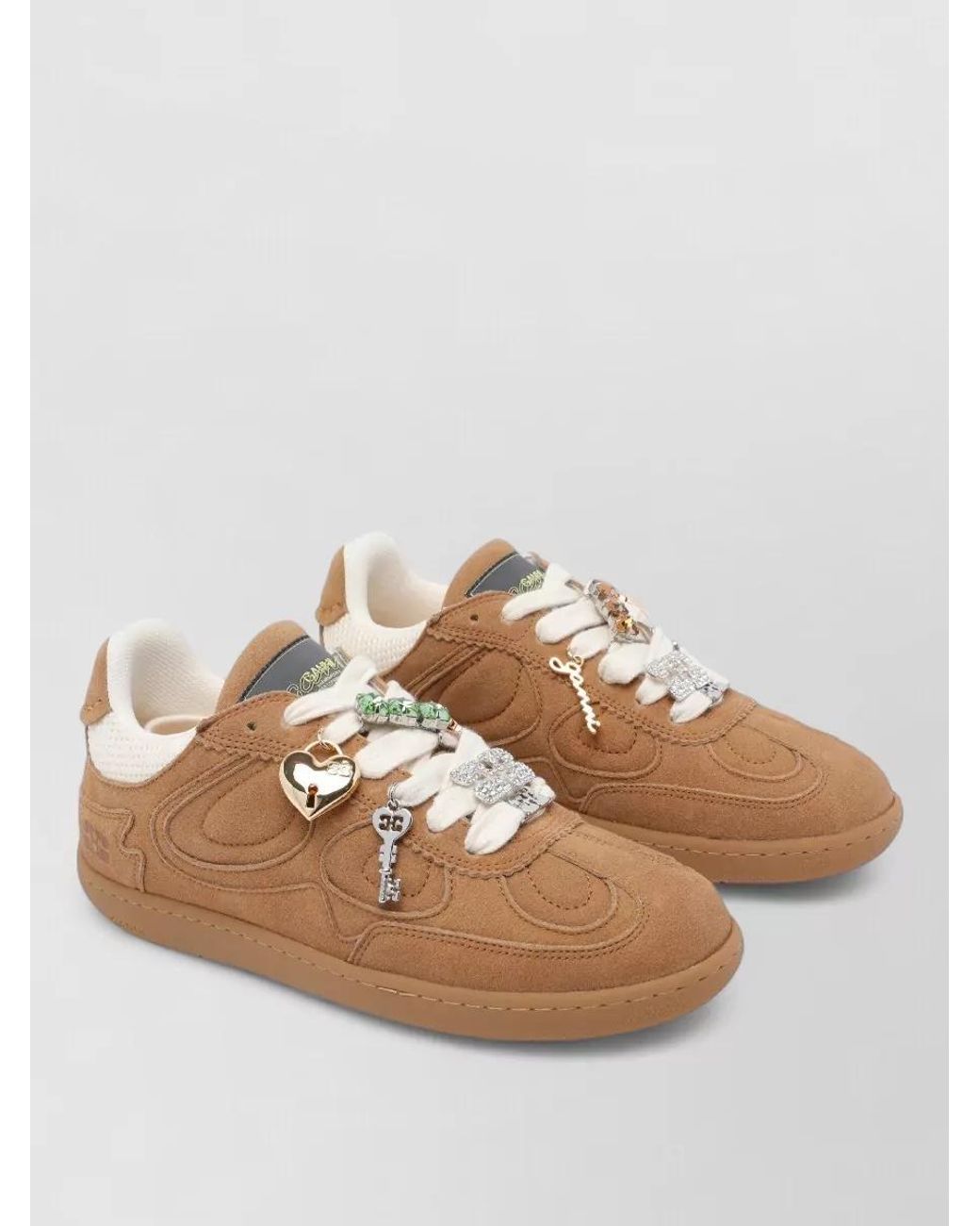 Ganni Pink Suede Leather Low-Top Sneakers