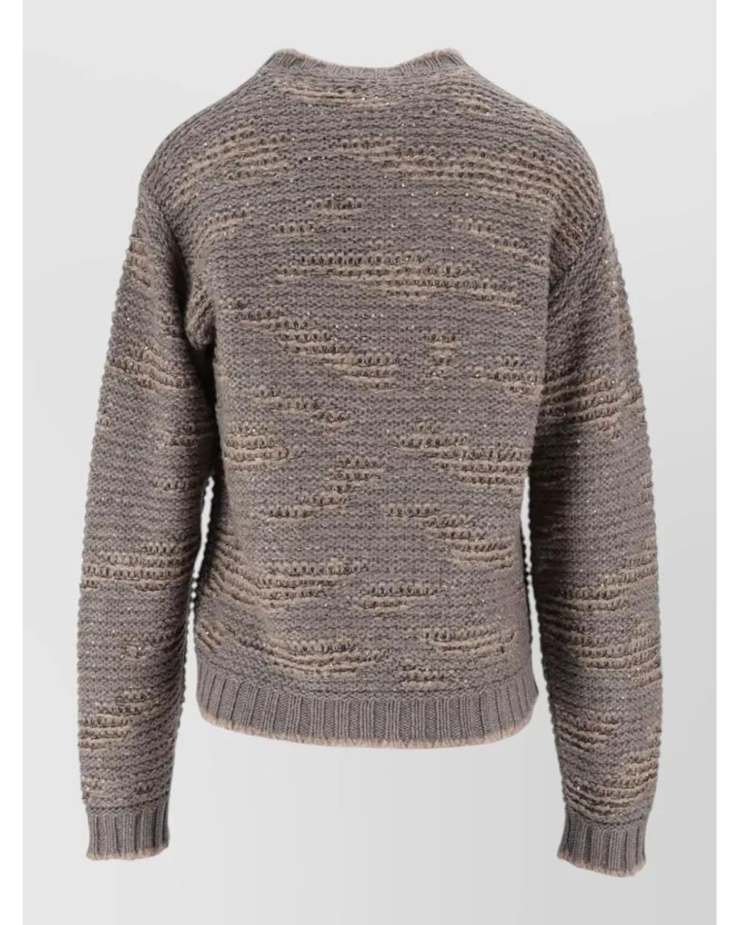 Fabiana Filippi Gray Cashmere Blend Chunky-Knit Sequin Crew-Neck Sweater