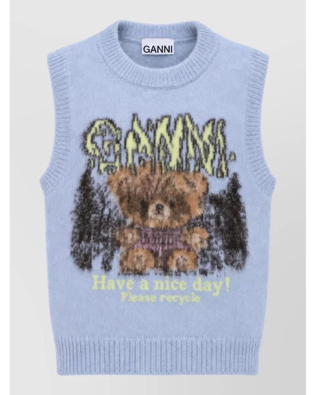 Ganni Blue Alpaca Wool Tank Top