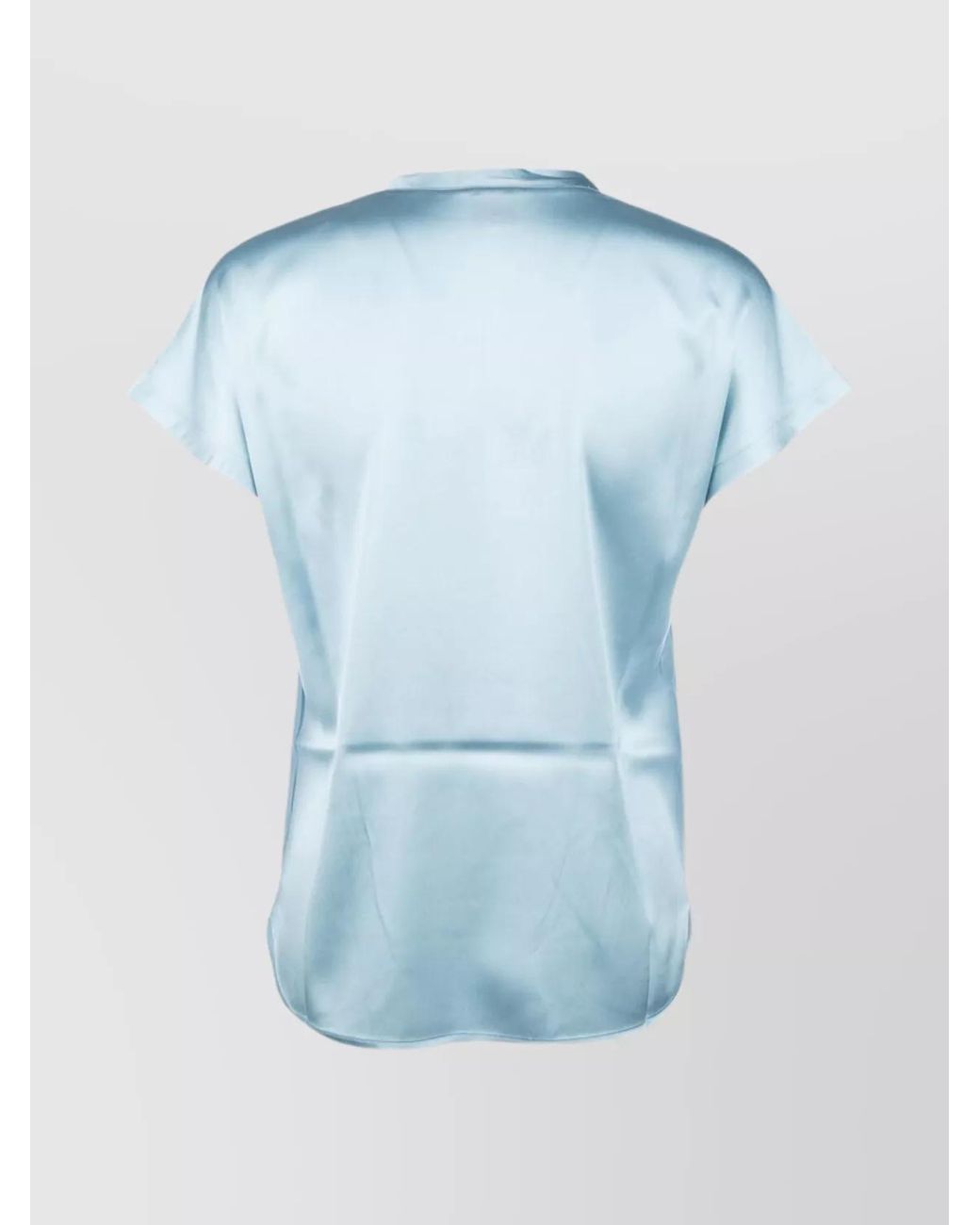 Pinko Blue Satin Round Neck Short Sleeve Top