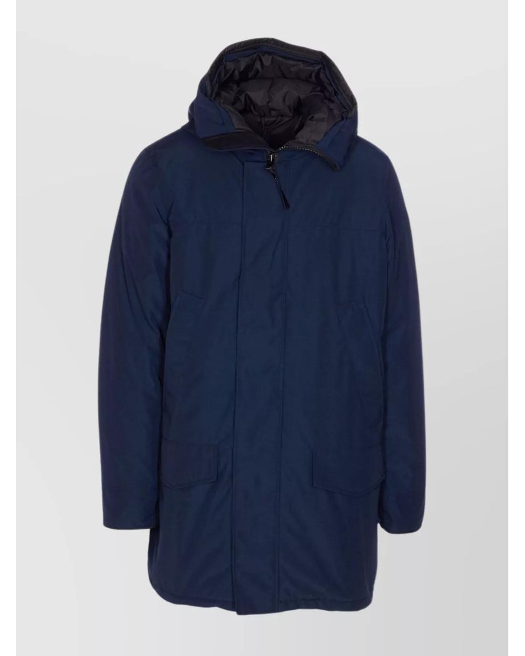 Canada Goose Blue Hooded Coat With Long Sleeves And Pockets for men