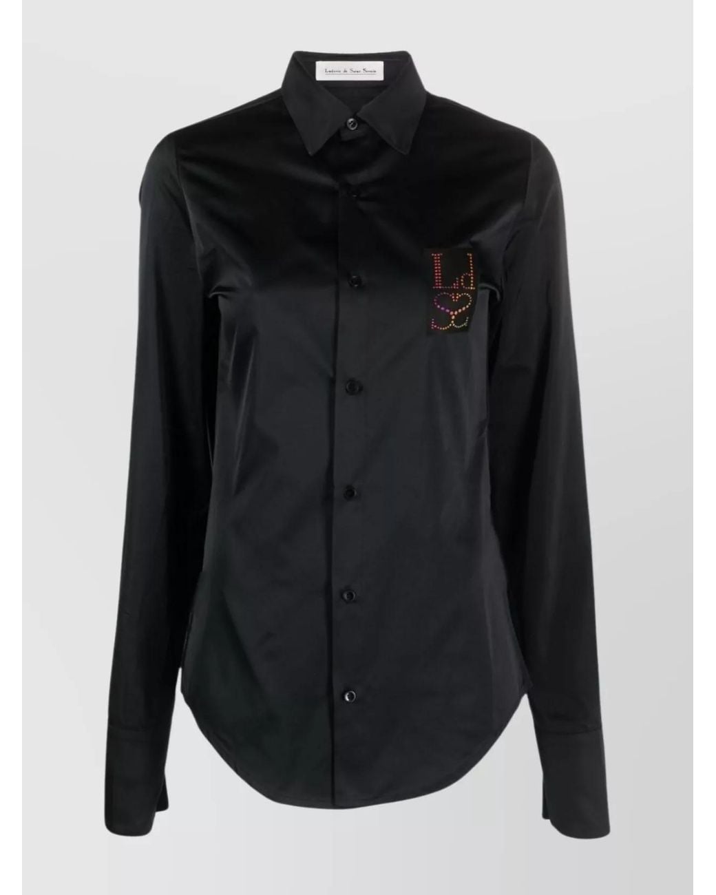 Ludovic de Saint Sernin Black Rhinestone Embellished Satin Shirt