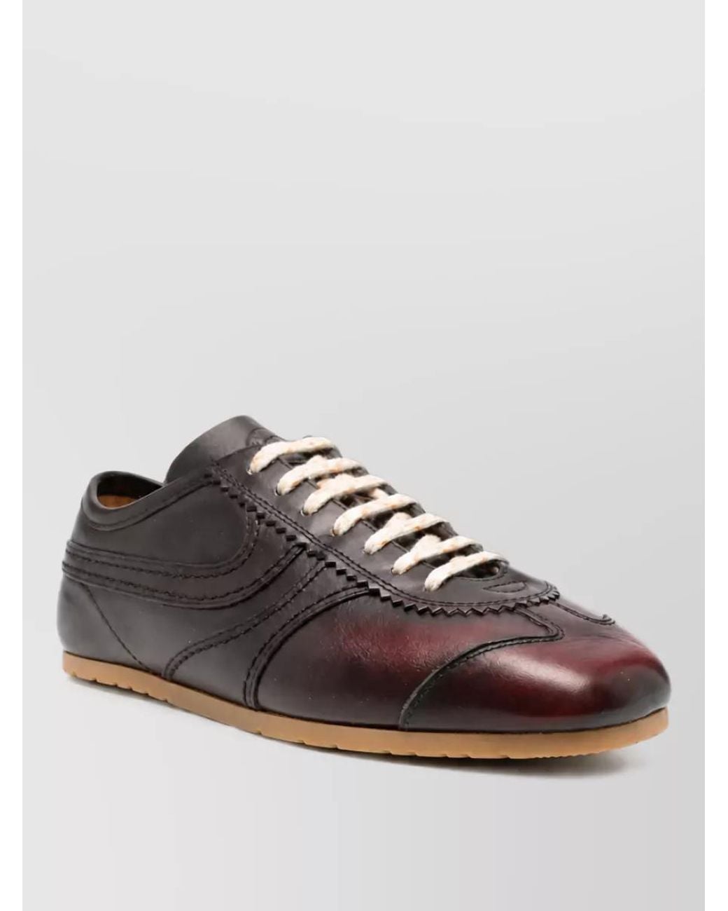 Dries Van Noten Brown Leather Low-Top Sneakers
