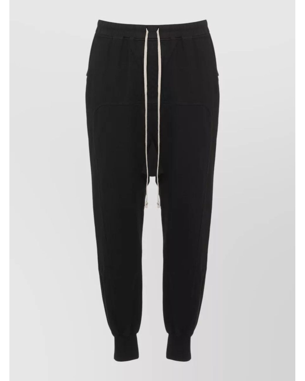 Rick Owens Black Cotton Straight-Leg Track Pants for men