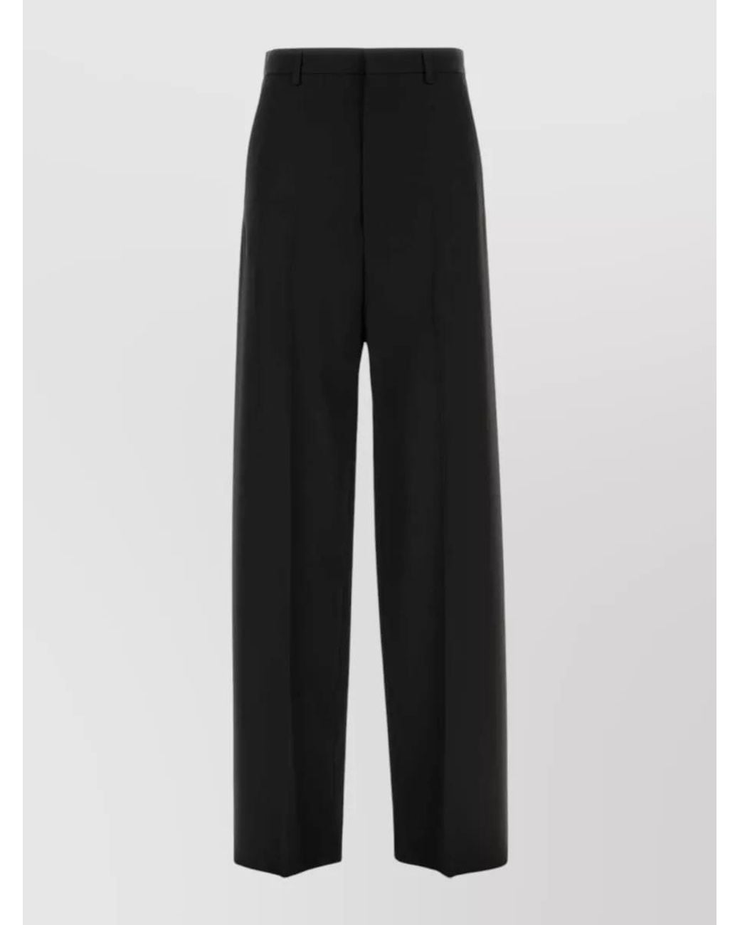 Balenciaga Black Wool Wide-Leg Trousers