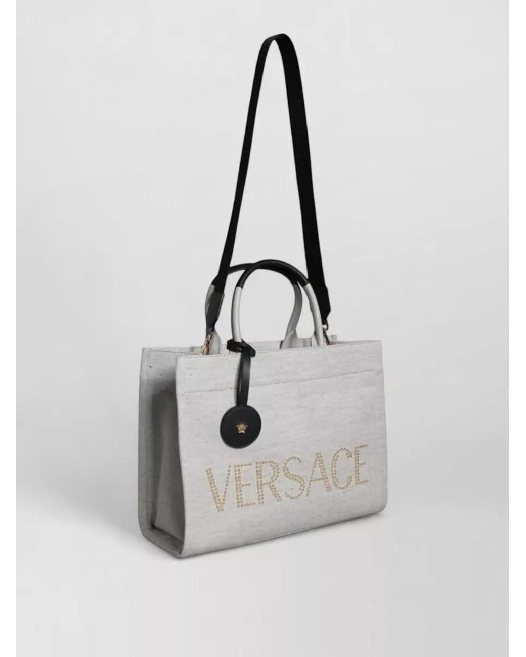 Versace White La Medusa Leather Tote Bag