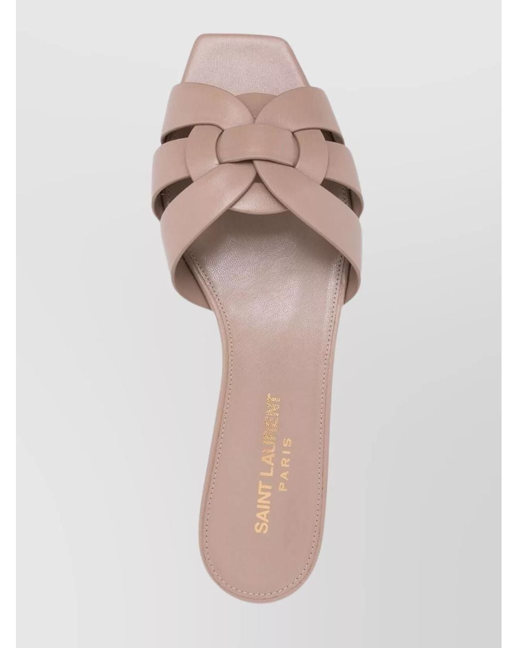 Saint Laurent Natural Leather Tribute Flat Sandals
