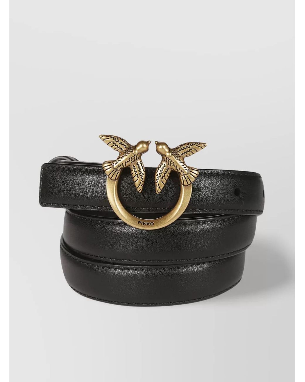 Pinko Metallic Leather Logo-Buckle Belt