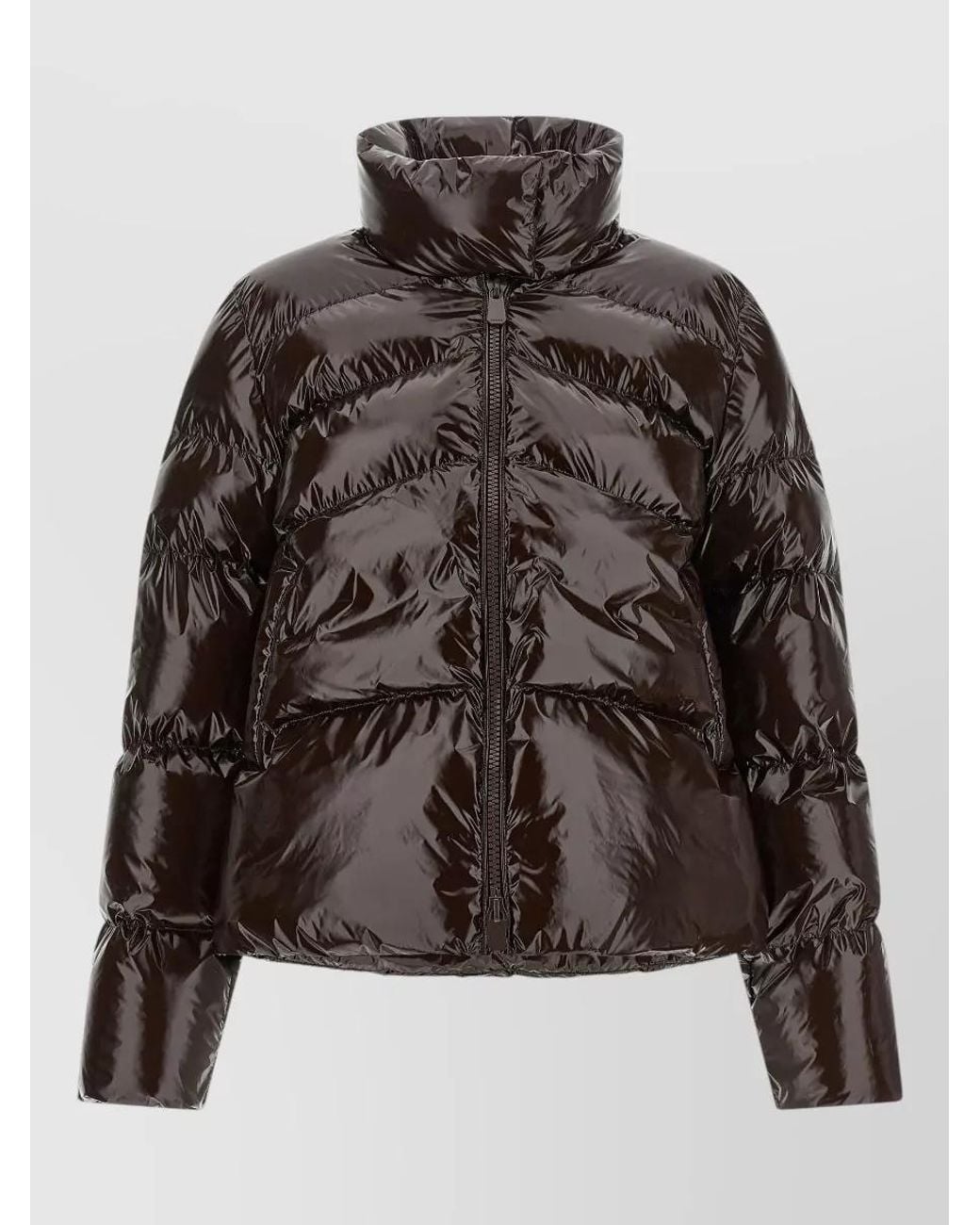 Pinko Brown Glossy Quilted Down Parka Coat