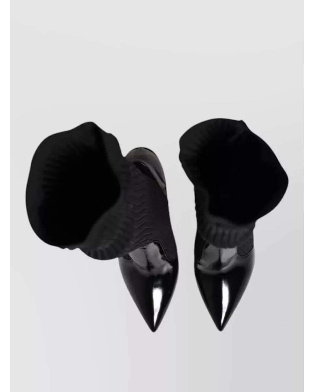 Dolce & Gabbana Black Leather Ribbed Knit Knee Boots