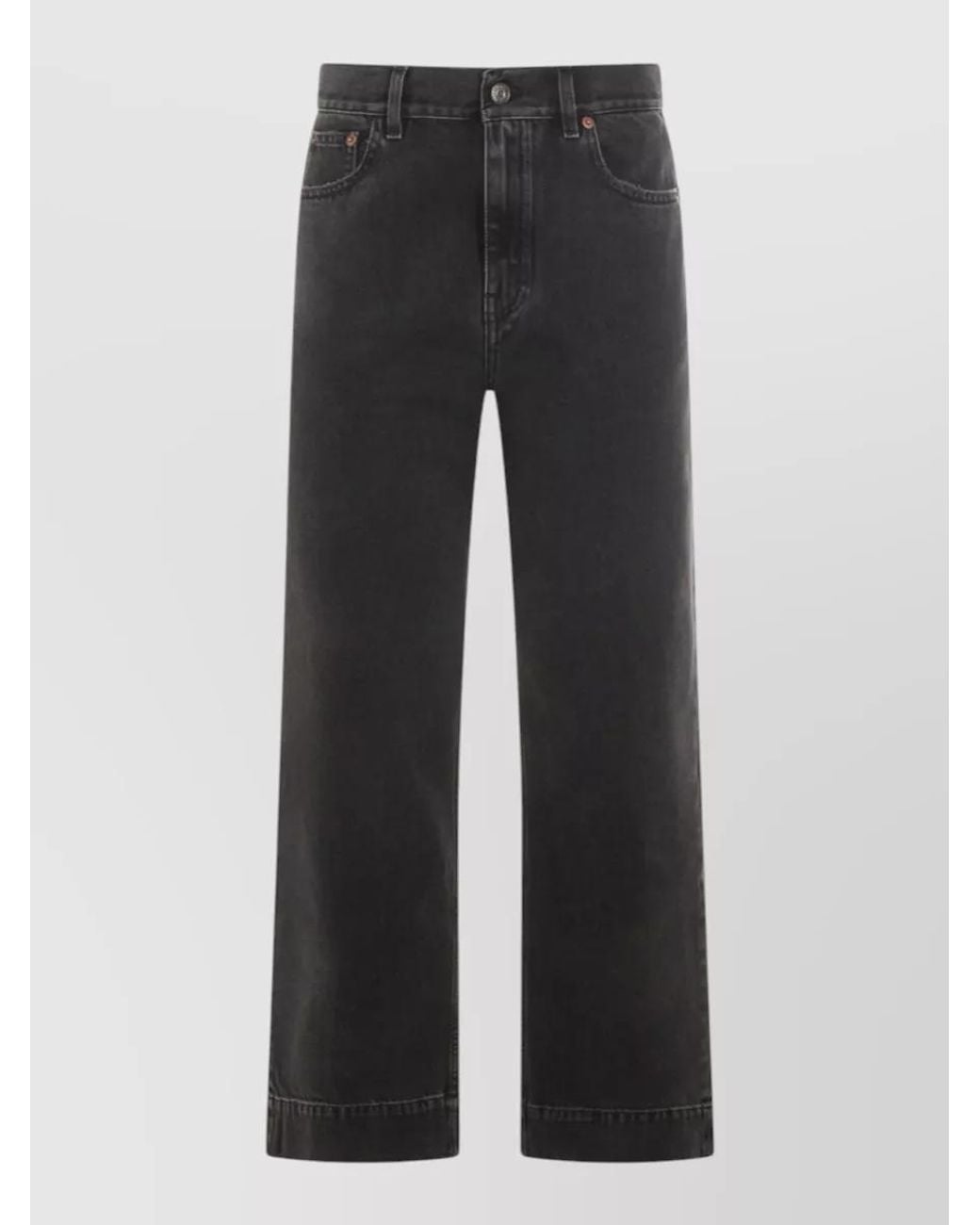 Chloé Black Denim High-Rise Cropped Straight-Leg Jeans
