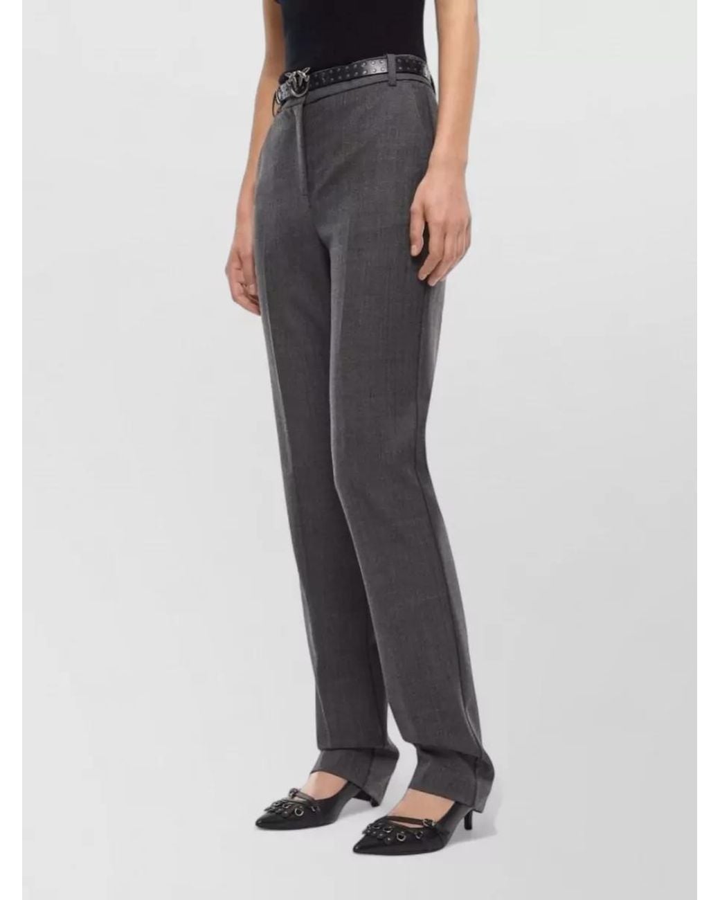 Pinko Gray Straight-Leg Tailored Trousers