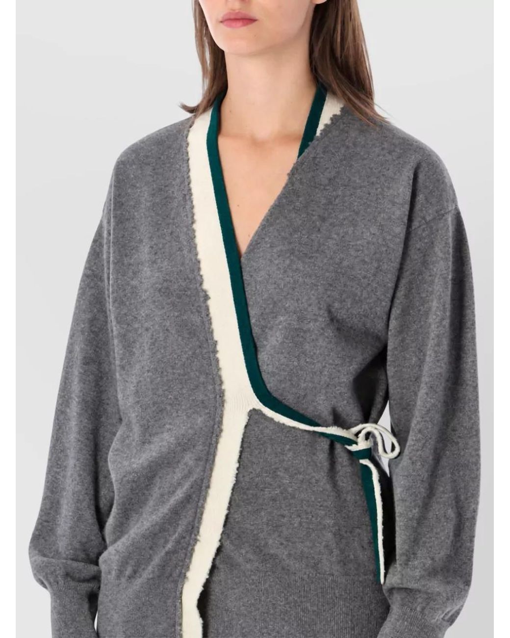 Dries Van Noten Gray Cashmere Wrap Cardigan Sweater