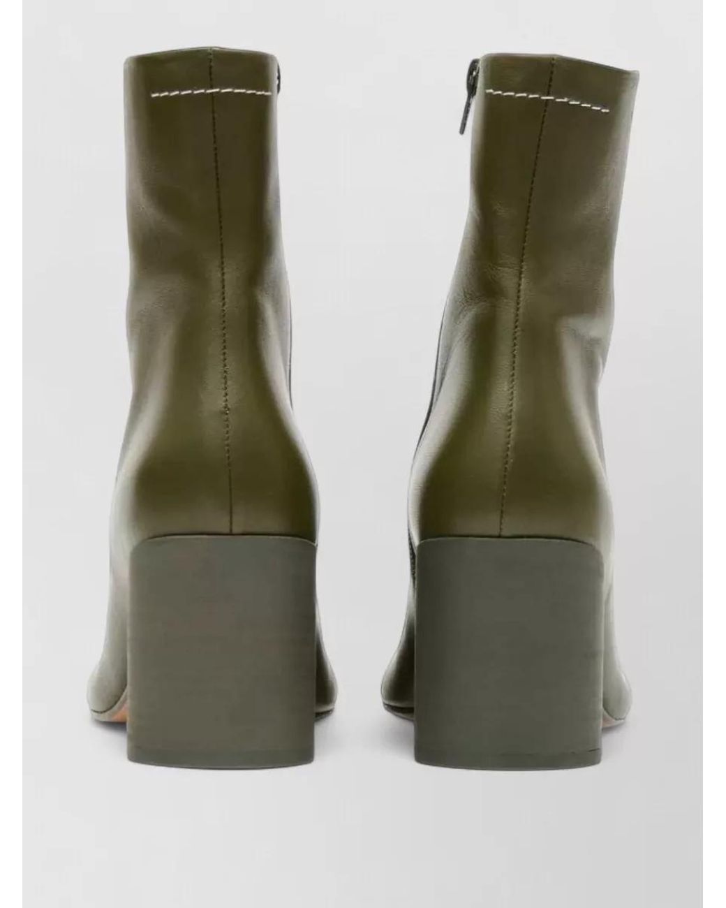 MM6 by Maison Margiela Green Leather Ankle Boots
