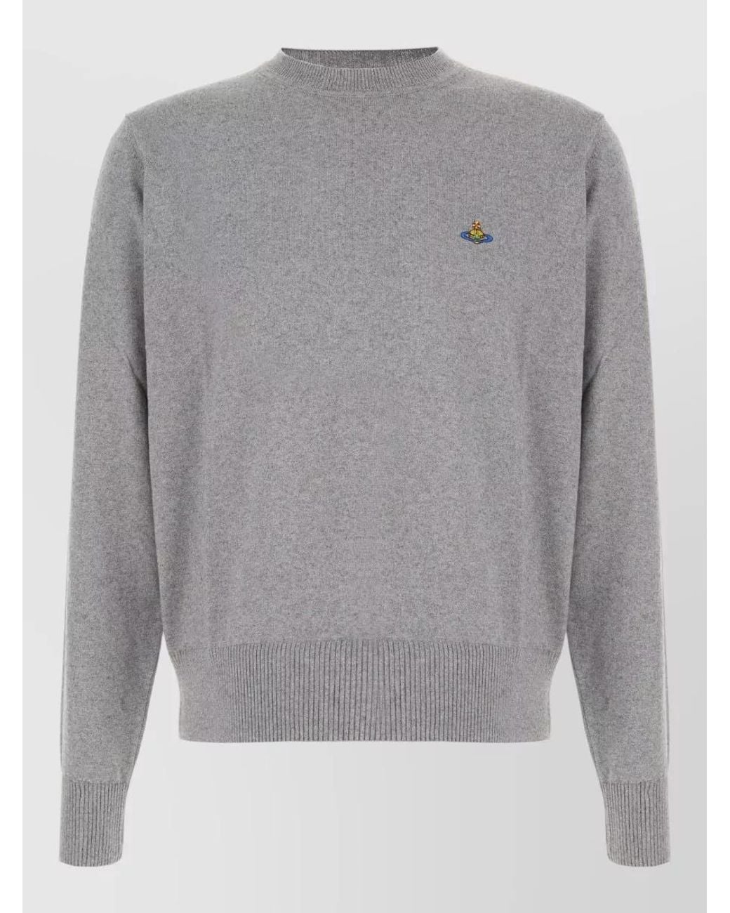 Vivienne Westwood Gray Cashmere-Blend Ribbed Crew-Neck Sweater for men