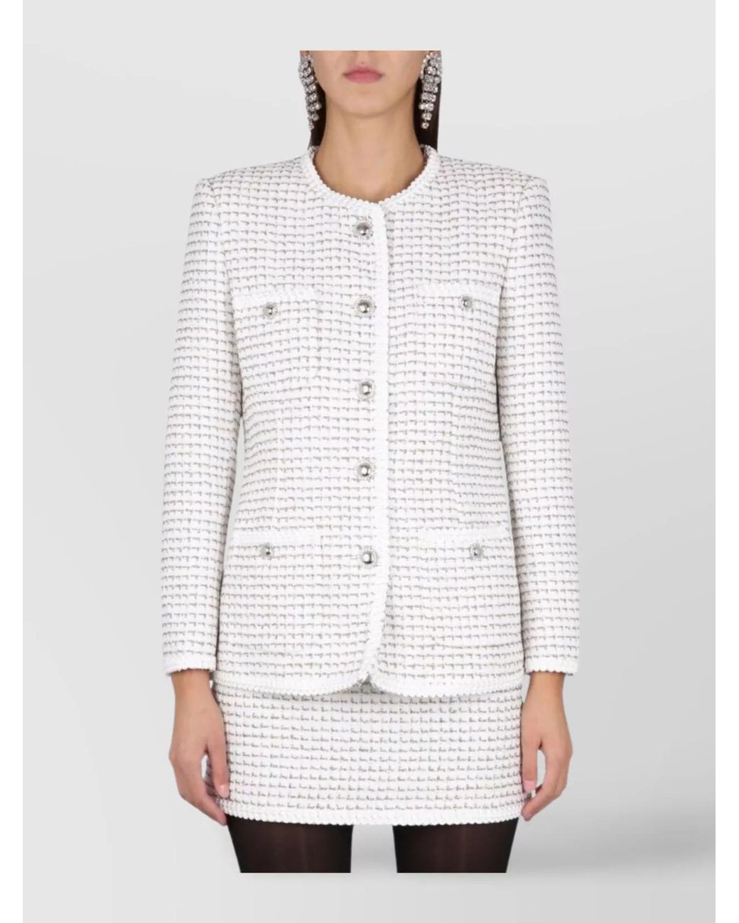 Alessandra Rich White Tweed Jacket