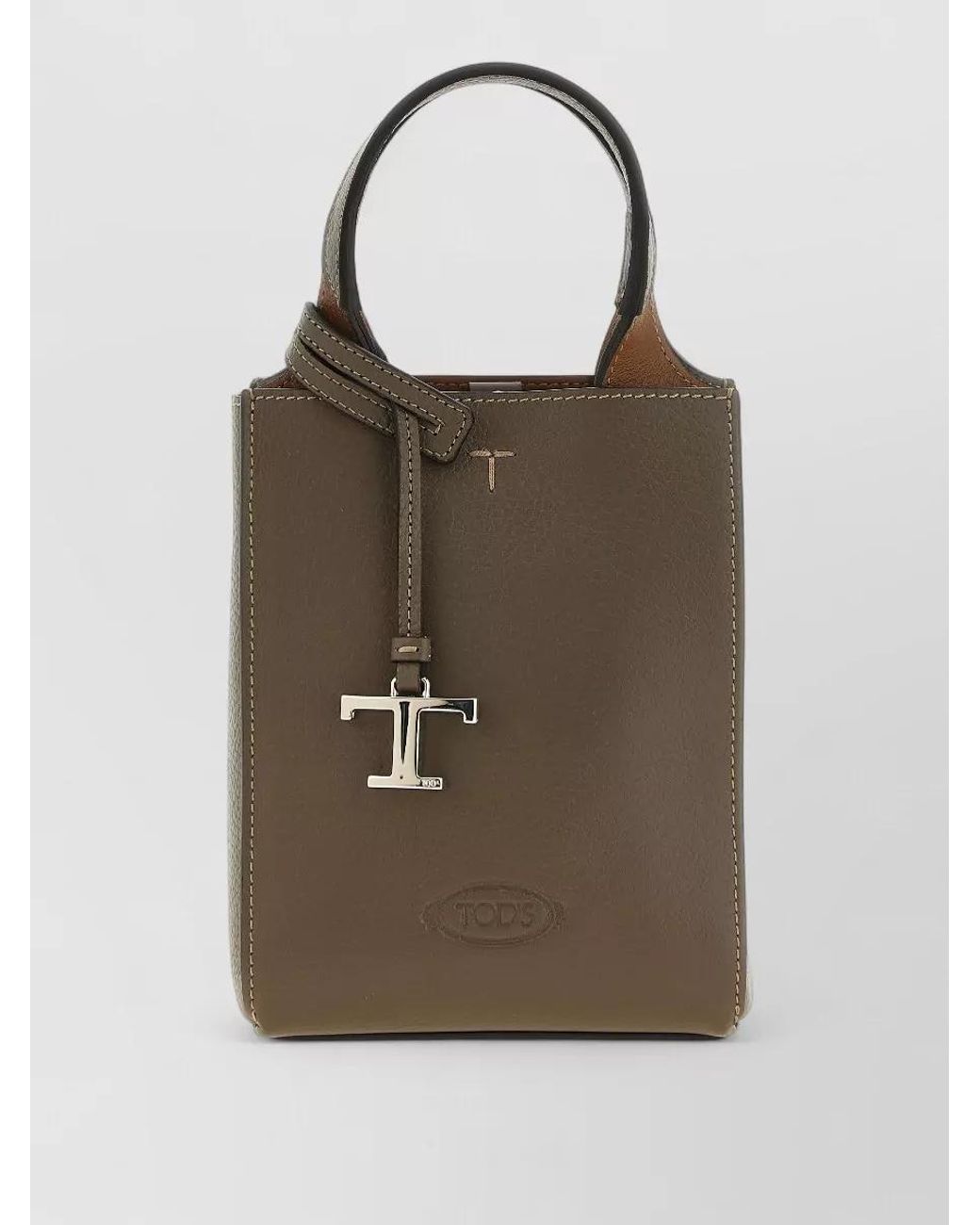 Tod's Brown T Timeless Micro Leather Tote Bag