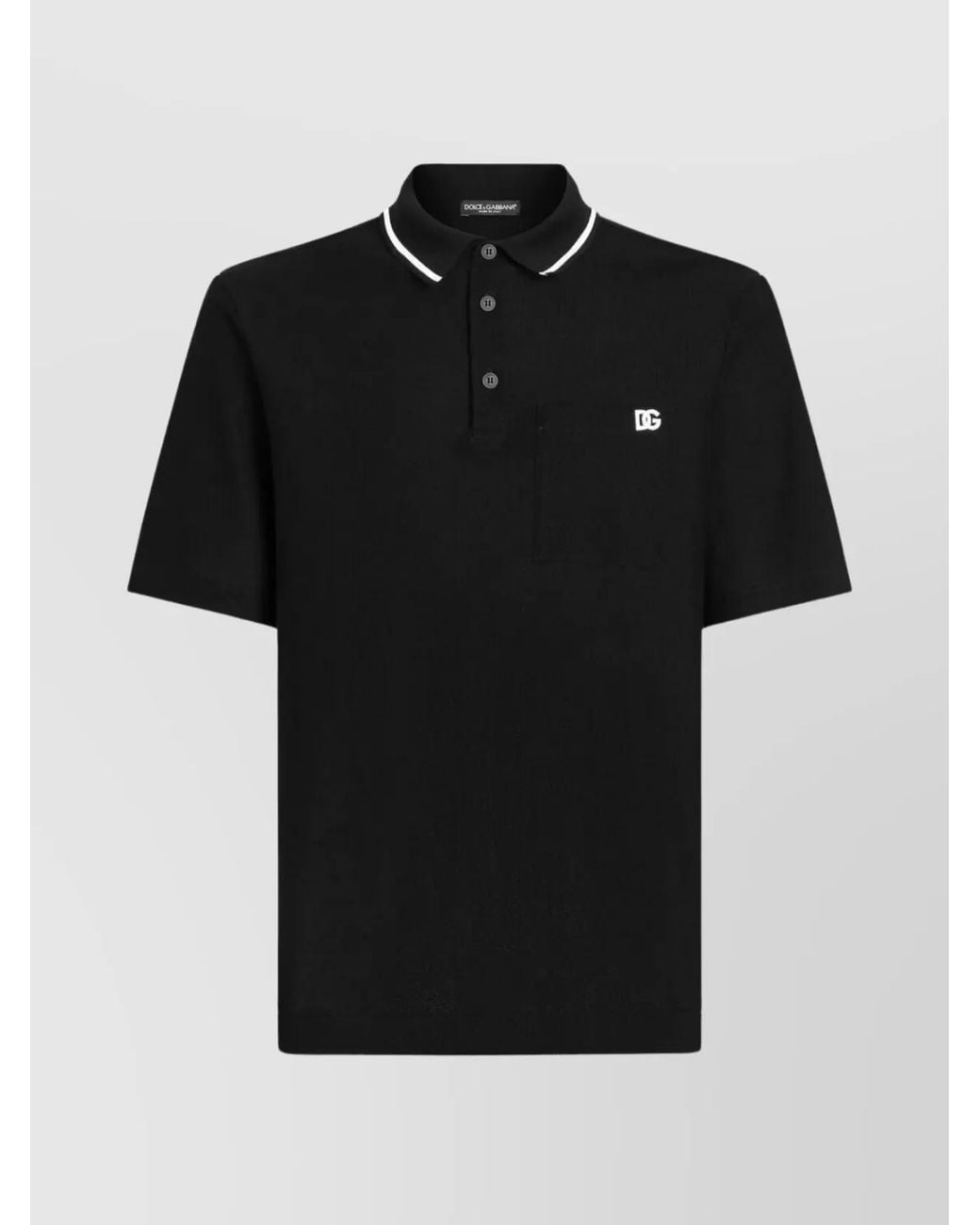Dolce & Gabbana Black Cotton Piqué Short-Sleeve Polo Shirt for men