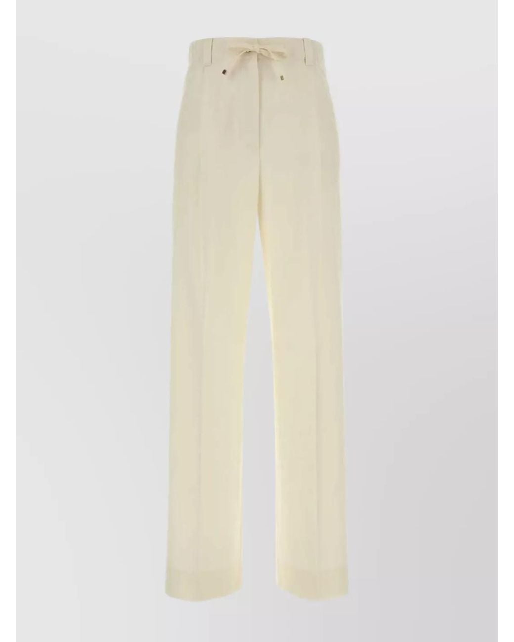 Moncler White Virgin Wool Wide-Leg Trousers