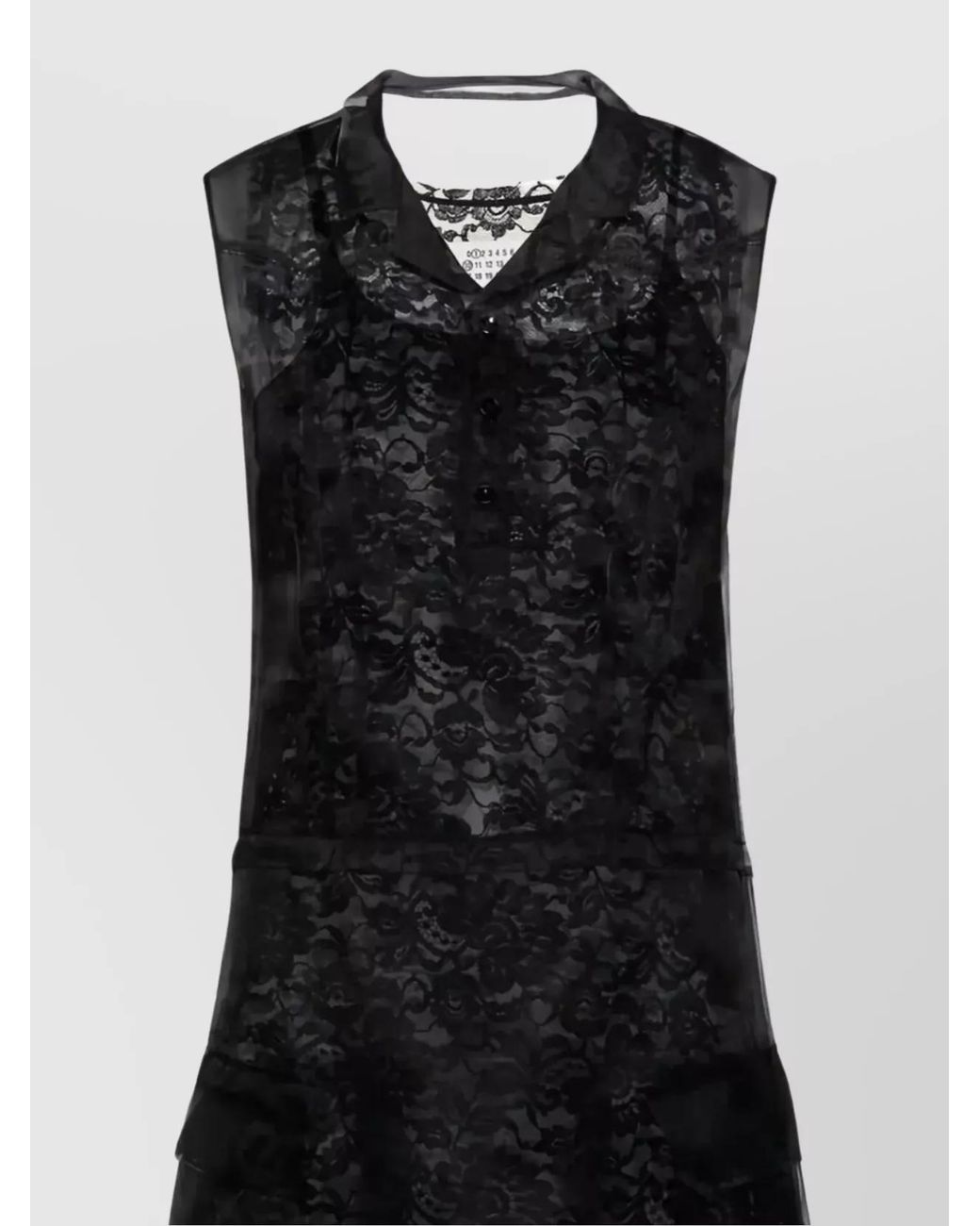 Maison Margiela Black Sleeveless Lace Trim Buttoned Layered Midi Dress