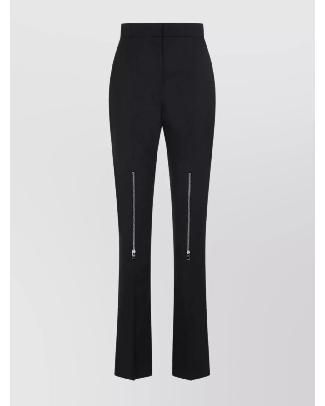 McQueen Blue Wool High-Rise Straight-Leg Trousers