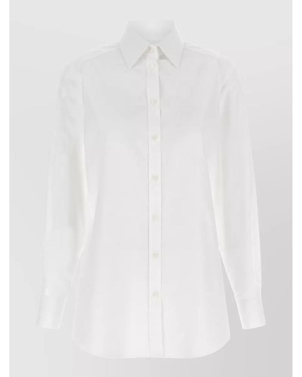 Dolce & Gabbana White Cotton Martini Long-Sleeve Shirt
