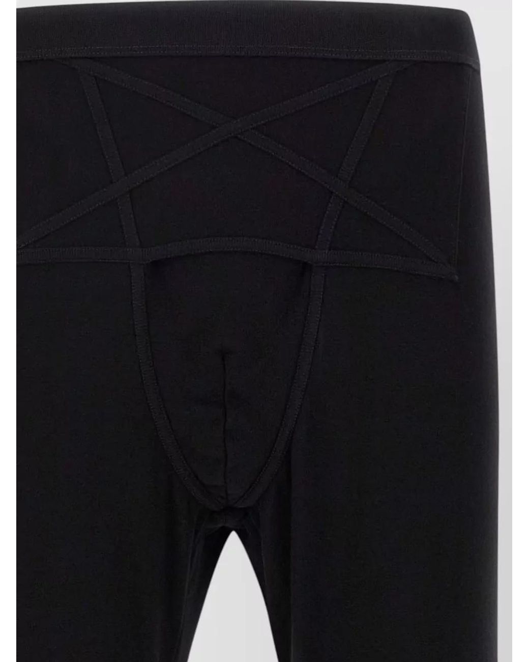 Rick Owens Black Thermal Knit Trousers Elastic Waist Rib Cuffs for men