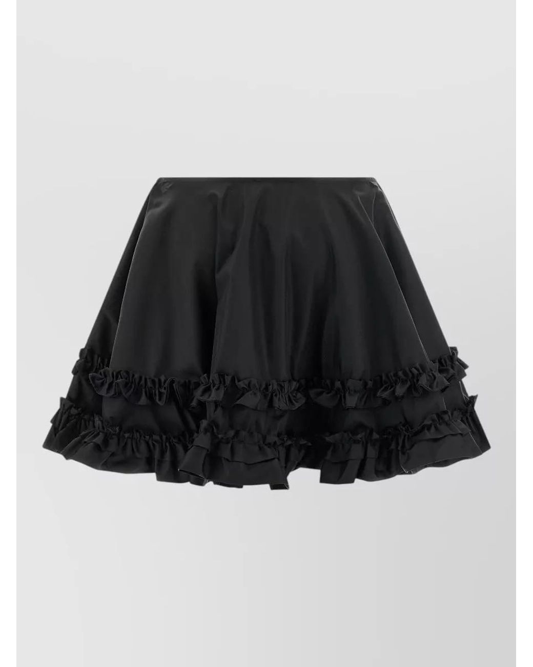 Ganni Black Nylon Frilled Mini A-Line Skirt