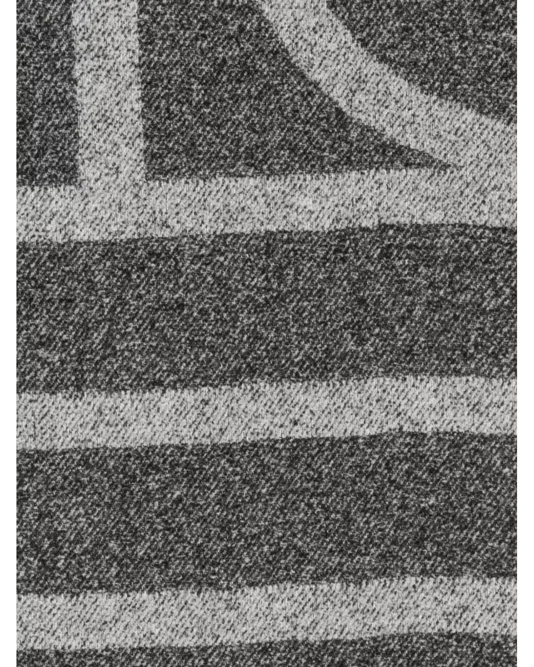 Totême Gray Fringed Monogram Scarf