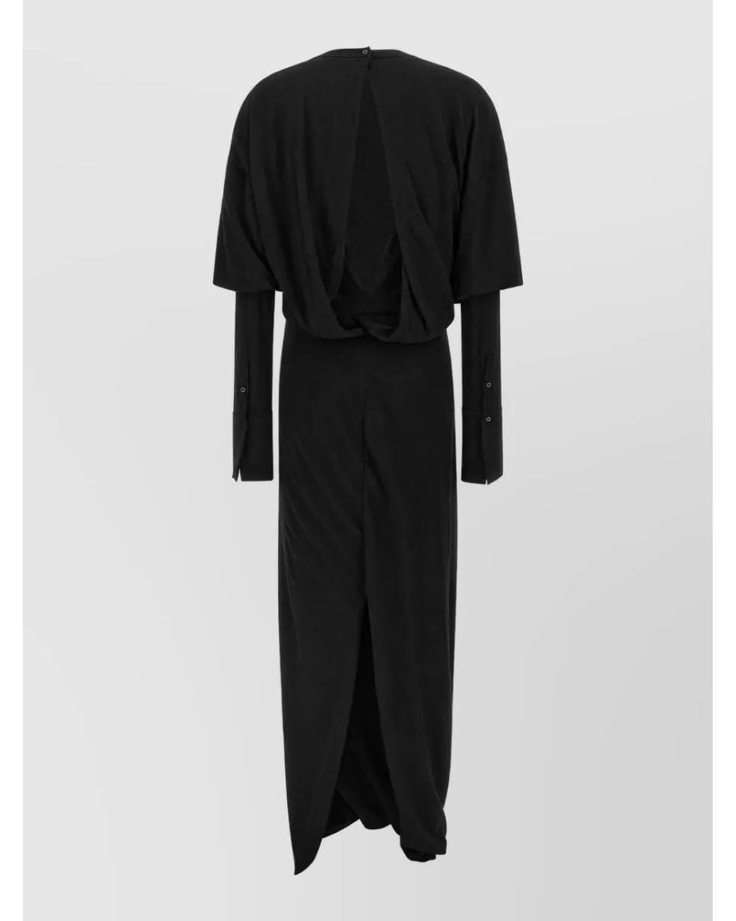 DARKPARK Black Wool Draped Cutout Maxi Dress