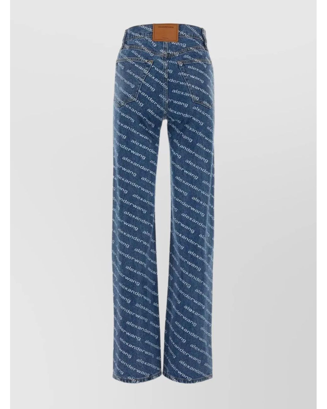 Alexander Wang Blue Printed Denim Mid-Rise Straight-Leg Jeans
