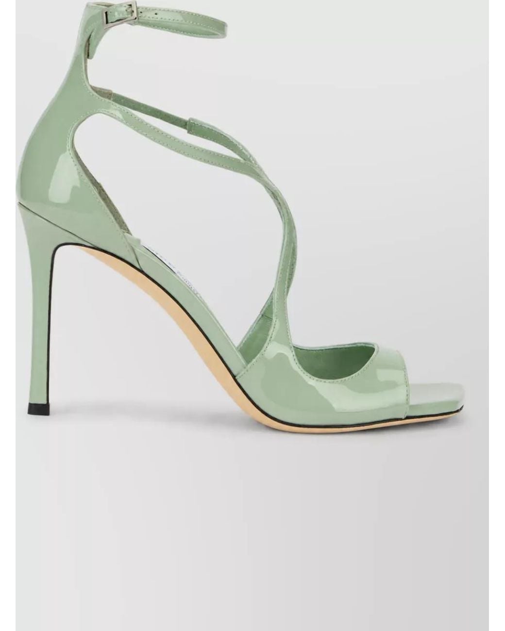 Jimmy Choo Green Leather Woven Ankle-Strap Sandals