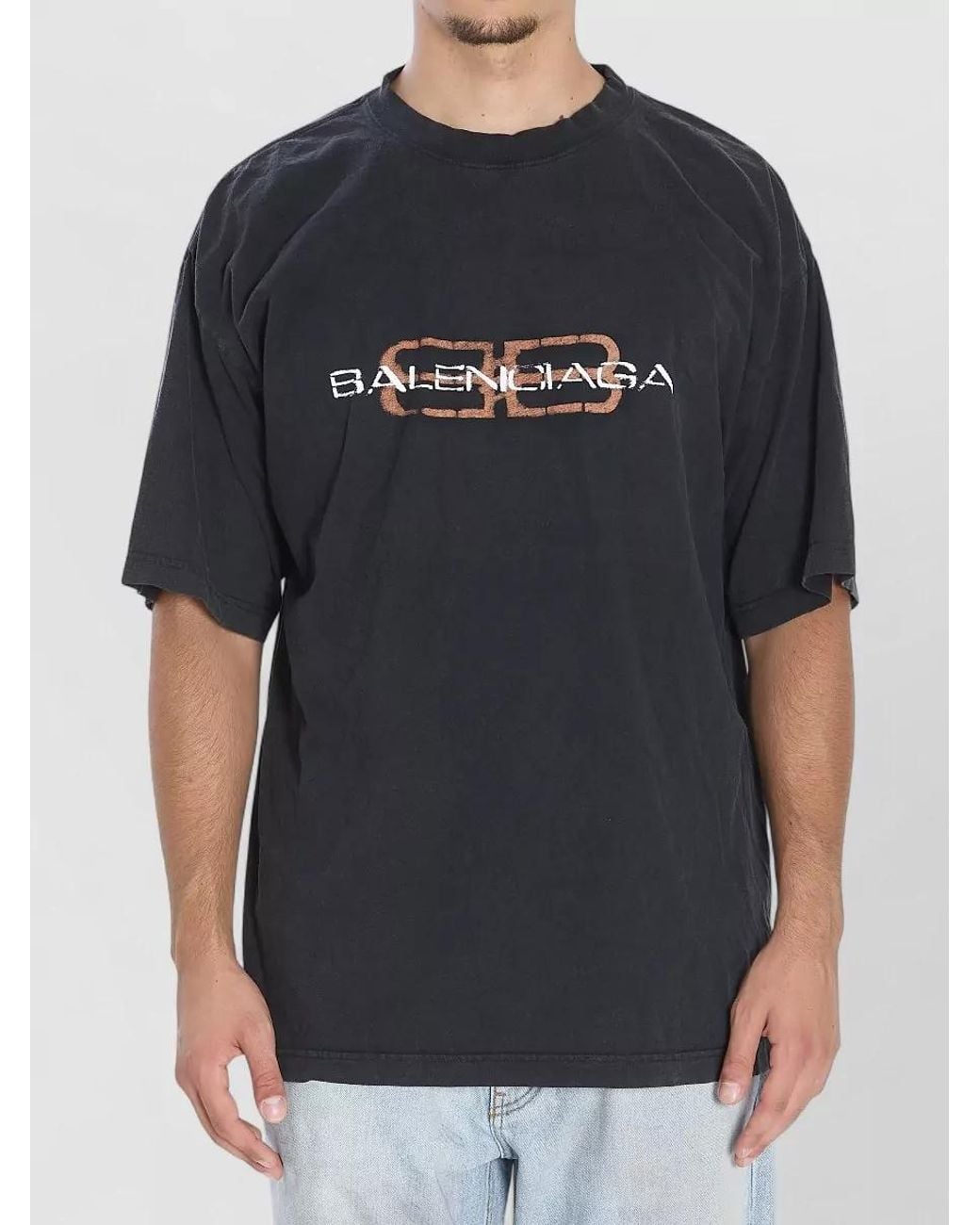 Balenciaga Black Cotton Printed Regular-Fit T-Shirt for men