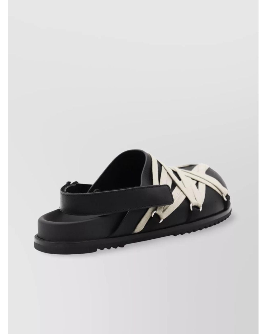 Rick Owens Black Leather Megalace Mule Sandals for men