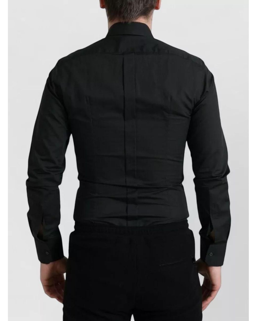 Dolce & Gabbana Black Silk Blend Formal Dress Shirt for men