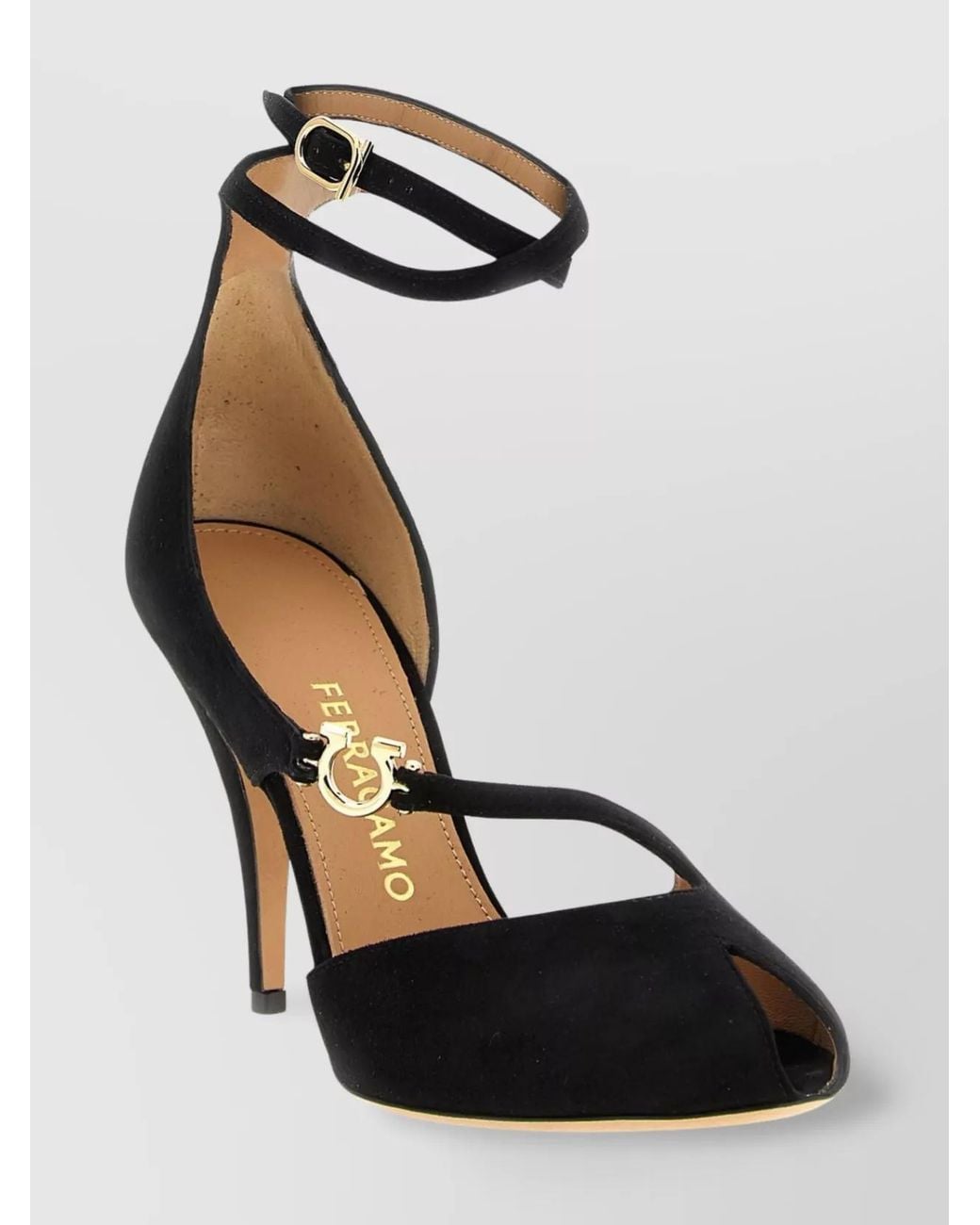Ferragamo Black Leather Molly Sandals