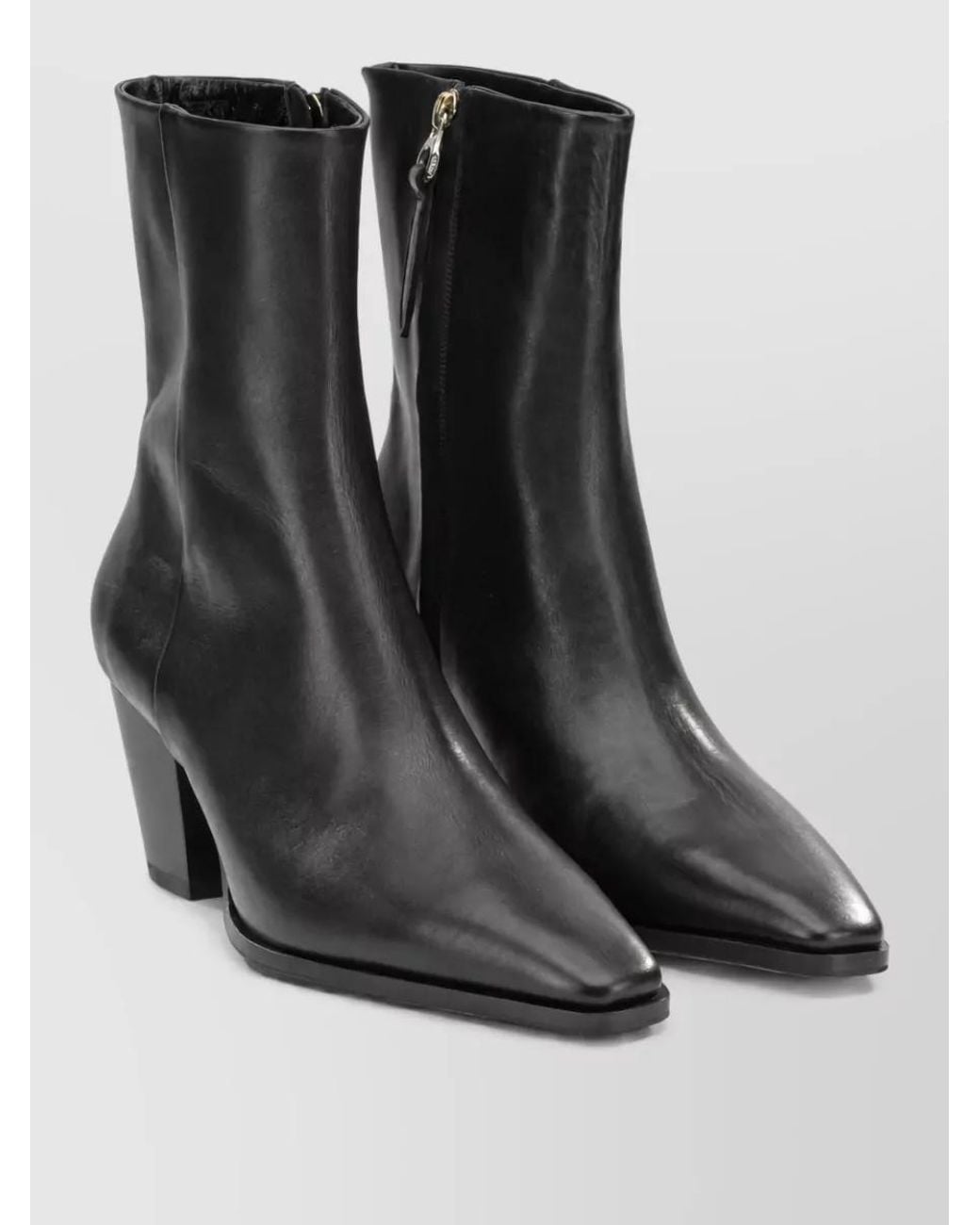 Aeyde Black Leather Zippered Ankle Boots
