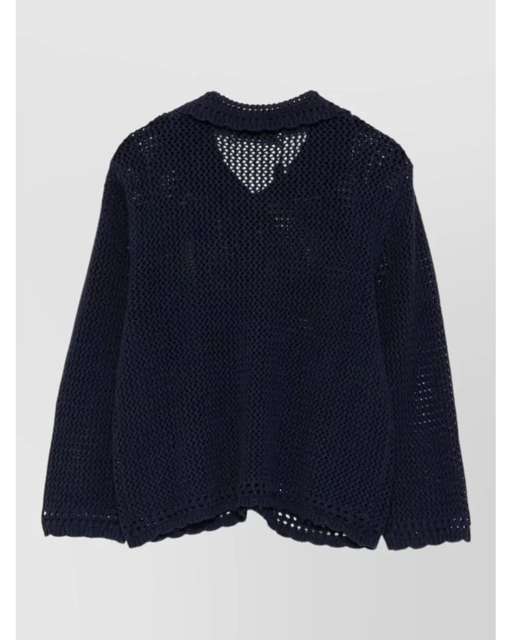 DUNST Blue Linen And Cotton Scalloped-Edge Cardigan