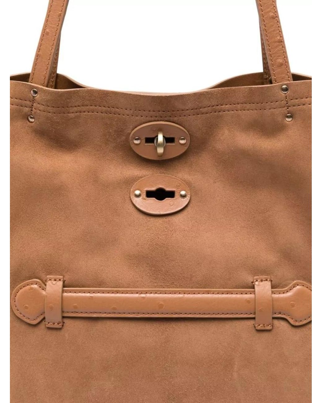 Zanellato Brown Leather Studded Tote Bag