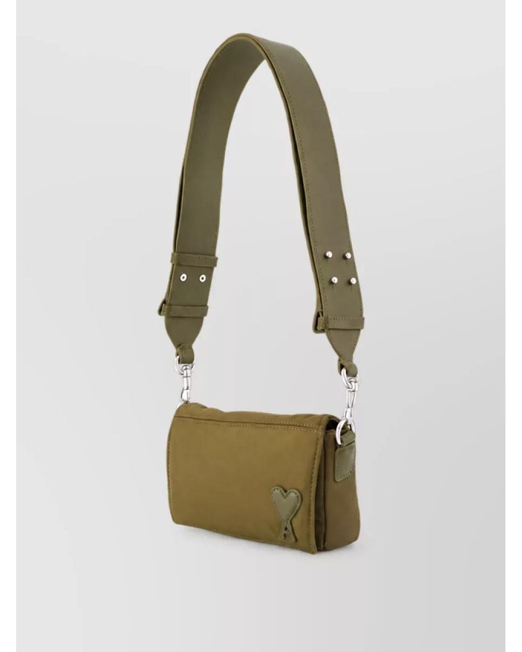 AMI White Nylon Mini Crossbody Bag